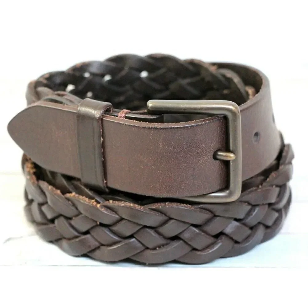 CLASSIC BRAIDED BROWN GENUINE LEATHER 1.25